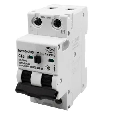 2 Pole, 16A C Curve, Type A, 30mA Electronic RCBO