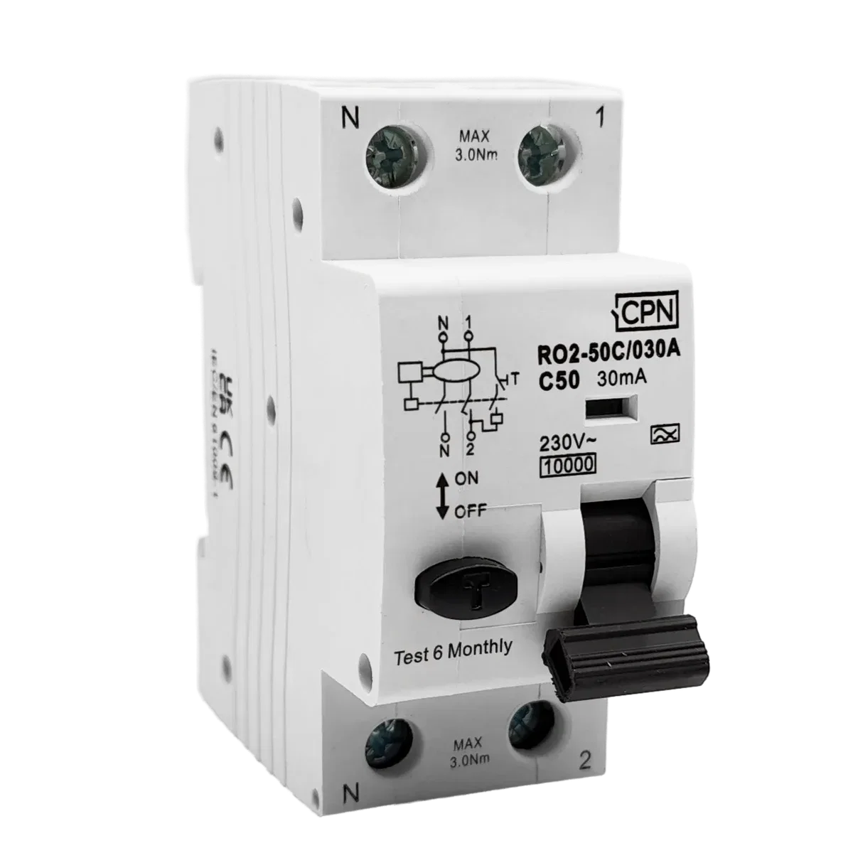 2 Pole, 50A C Curve, Type A, 30mA RCBO