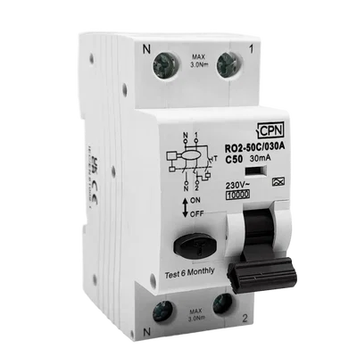 2 Pole, 50A B Curve, Type A, 30mA RCBO