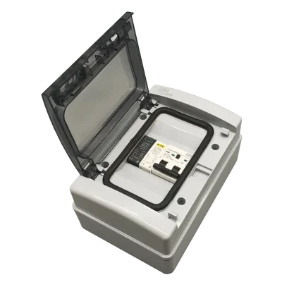 EV Plastic IP65 Board with 2 Pole C Curve RCBO & 2 Pole SPD