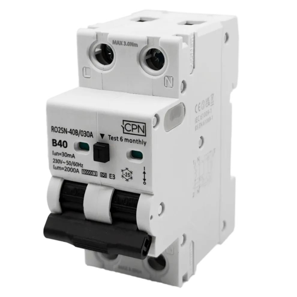 2 Pole, 40A B Curve, Type A, 30mA Electronic RCBO
