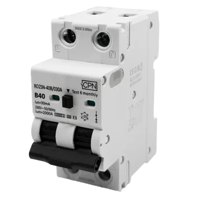 2 Pole, 40A B Curve, Type A, 30mA Electronic RCBO