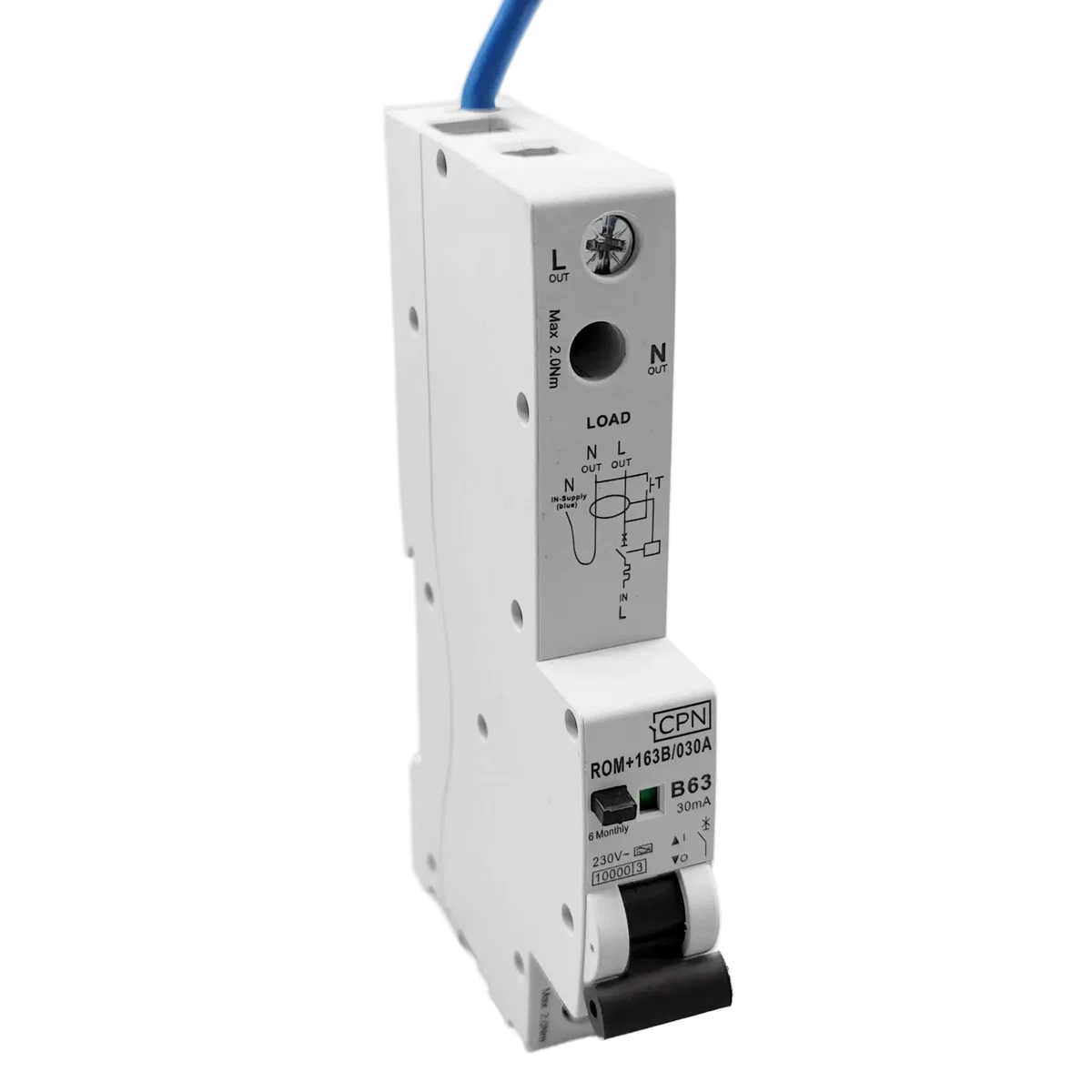 1 Pole, 63A B Curve, 30mA RCBO