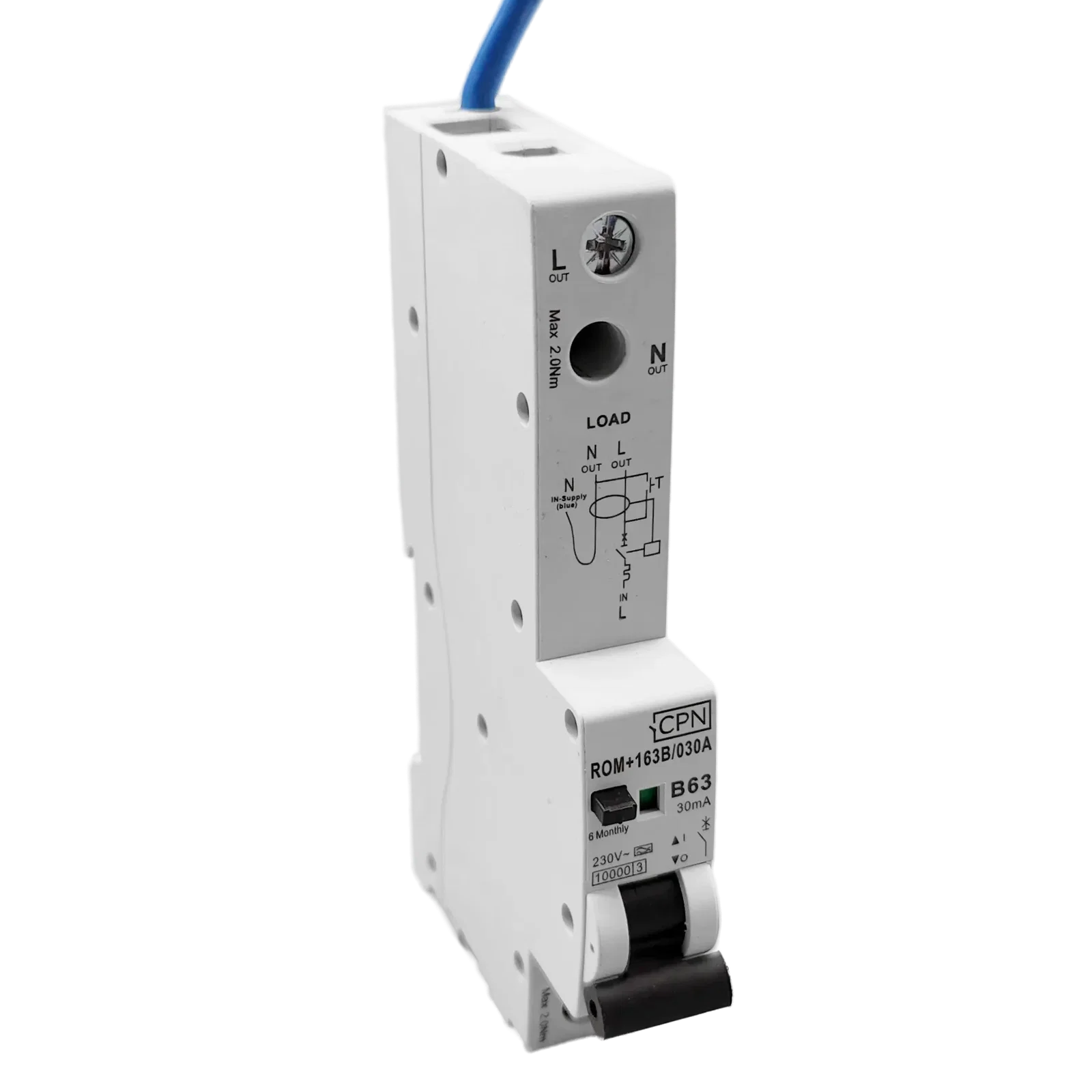 1 Pole, 63A B Curve, 30mA RCBO