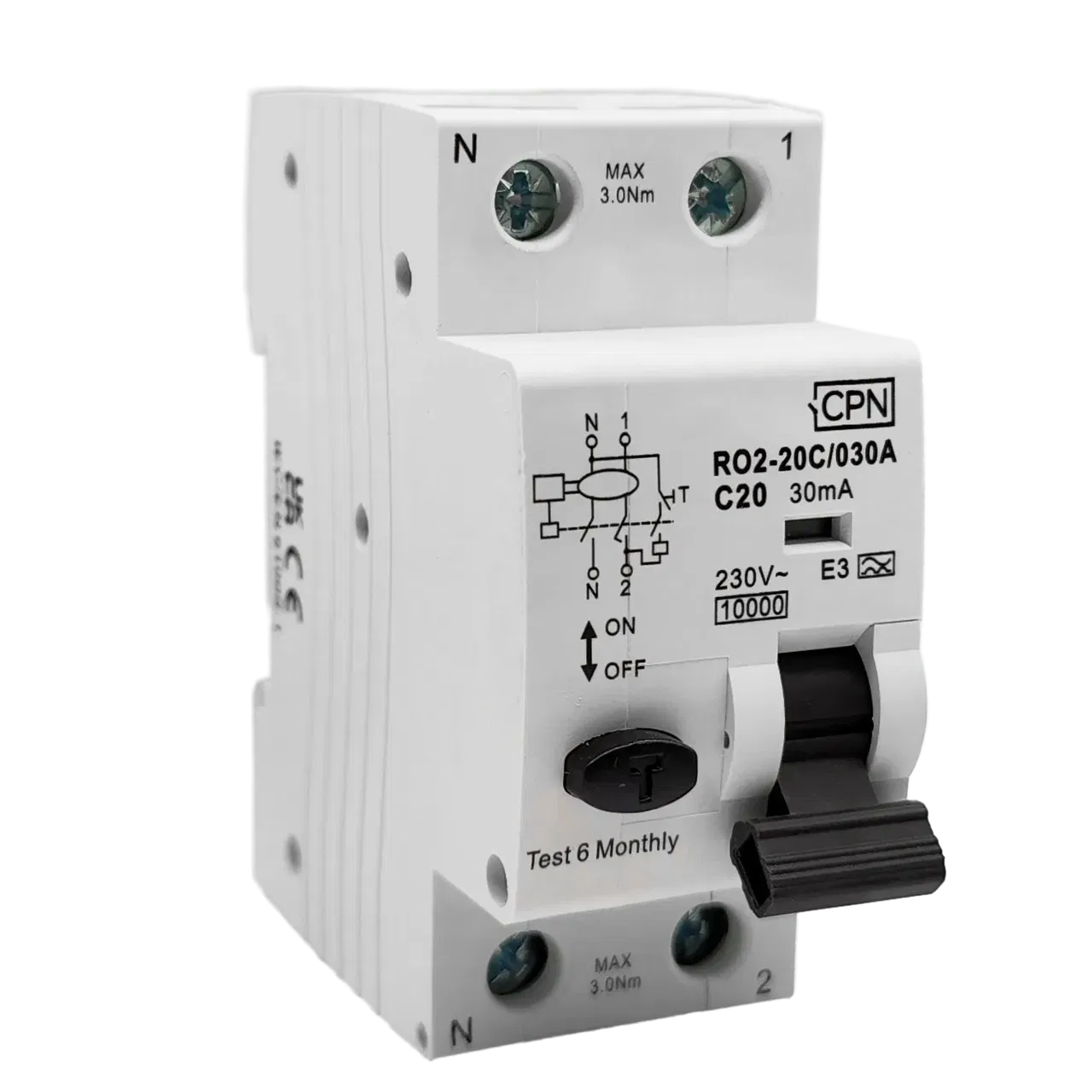 2 Pole, 20A C Curve, Type A, 30mA RCBO