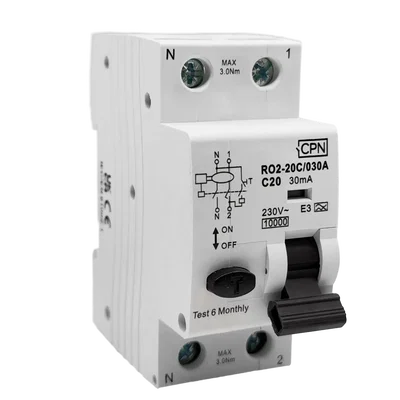 2 Pole, 20A C Curve, Type A, 30mA RCBO