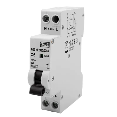 6A, C Curve 6kA, RCBO