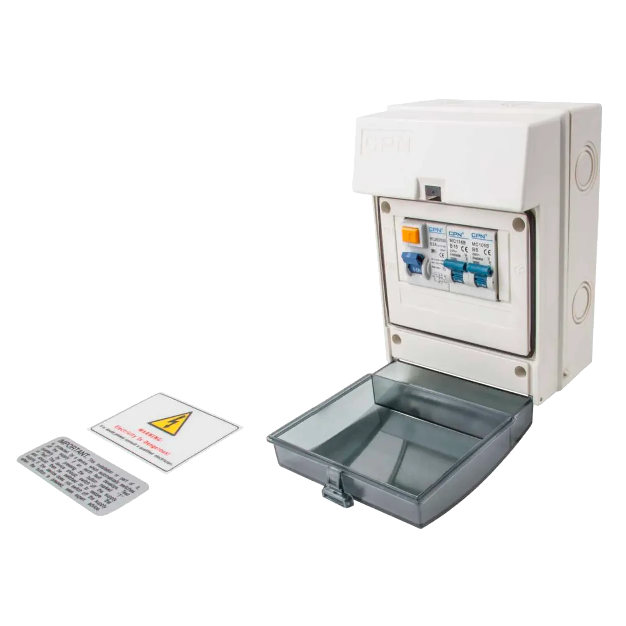 5 Way Plastic Enclosure with RCD, 6A MCB & 32A MCB