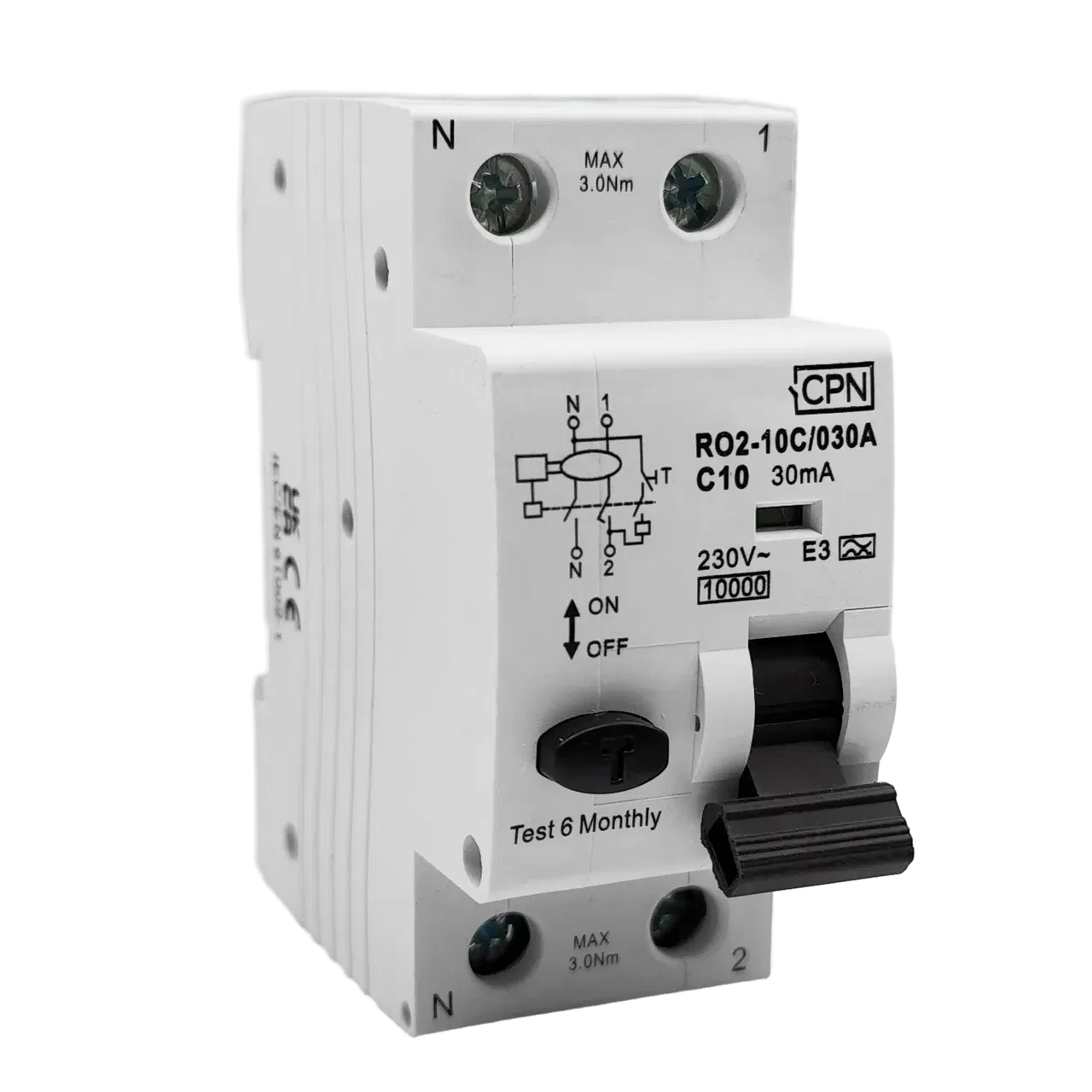 2 Pole, 10A C Curve, Type A, 30mA RCBO