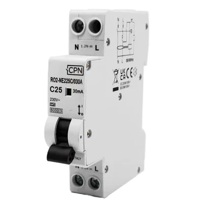 25A, C Curve 6kA, RCBO