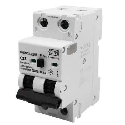 2 Pole, 32A C Curve, Type A, 30mA Electronic RCBO