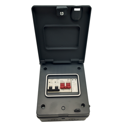 5 Way Metal IP65 EV Unit with 2 Pole Isolator, 40A MCB, 32A MCB & Type 2 SPD