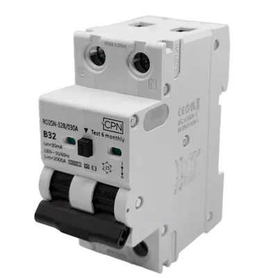 2 Pole, 32A B Curve, Type A, 30mA Electronic RCBO