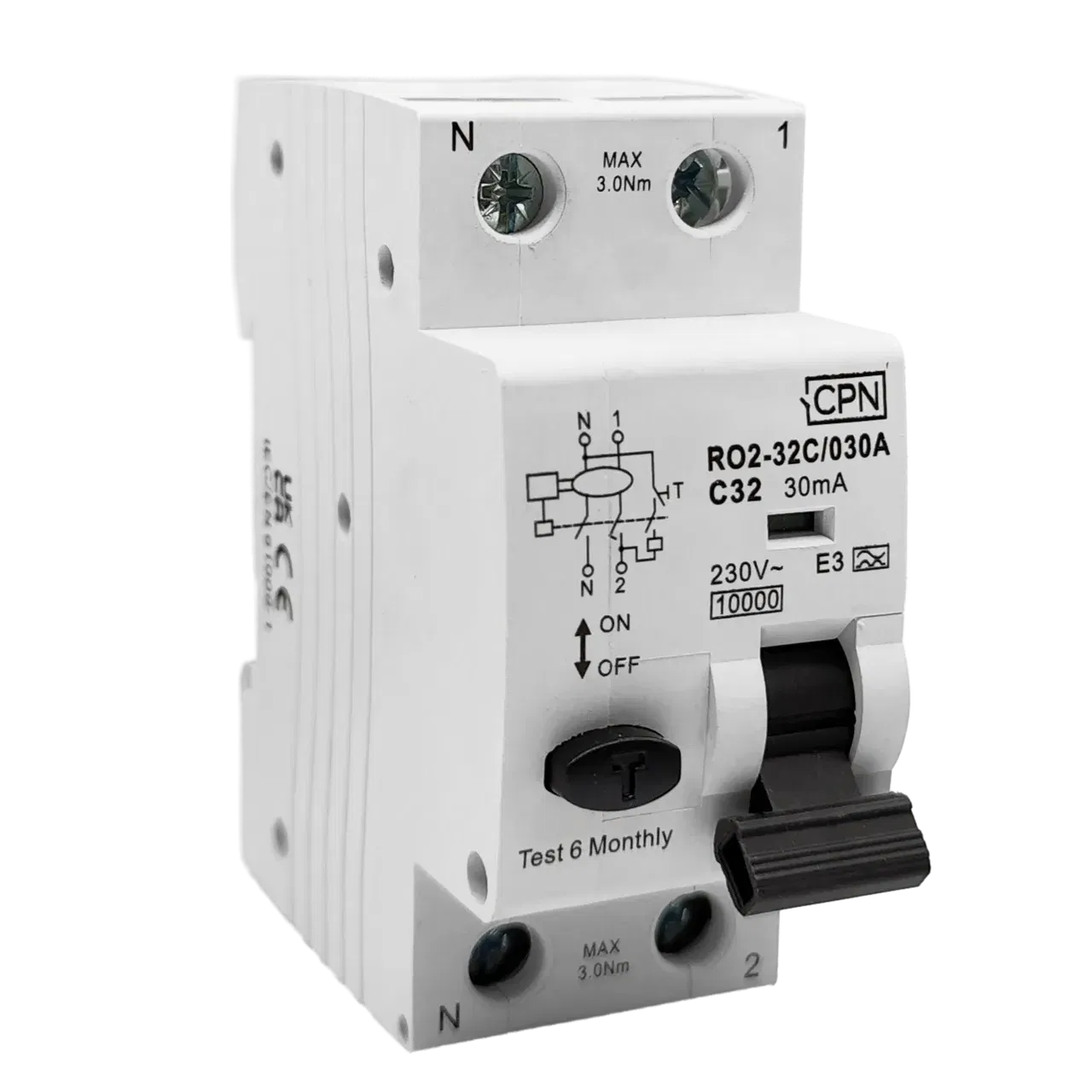 2 Pole, 32A C Curve, Type A, 30mA RCBO