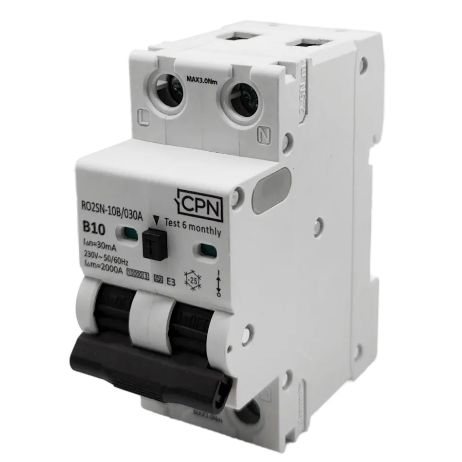 2 Pole, 10A B Curve, Type A, 30mA Electronic RCBO