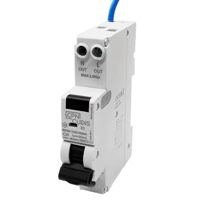 2 Pole, 1 module, 25A, C Curve, 30mA, Type A, Switched Neutral RCBO