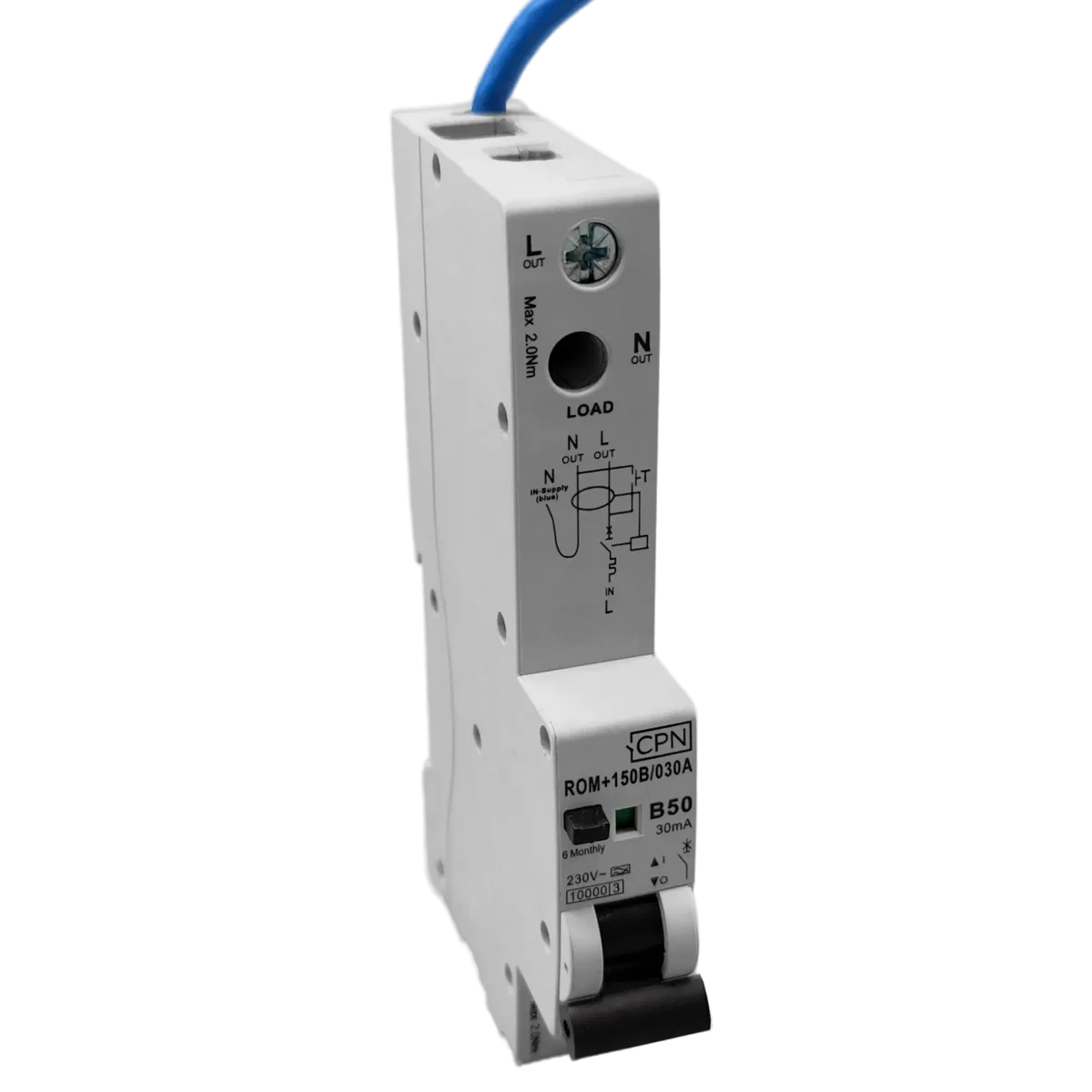 1 Pole, 50A B Curve, 30mA RCBO