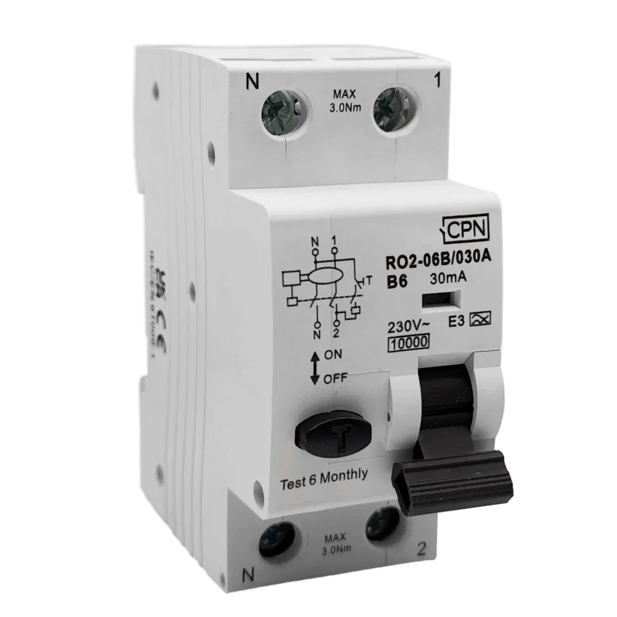 2 Pole, 6A B Curve, Type A, 30mA RCBO