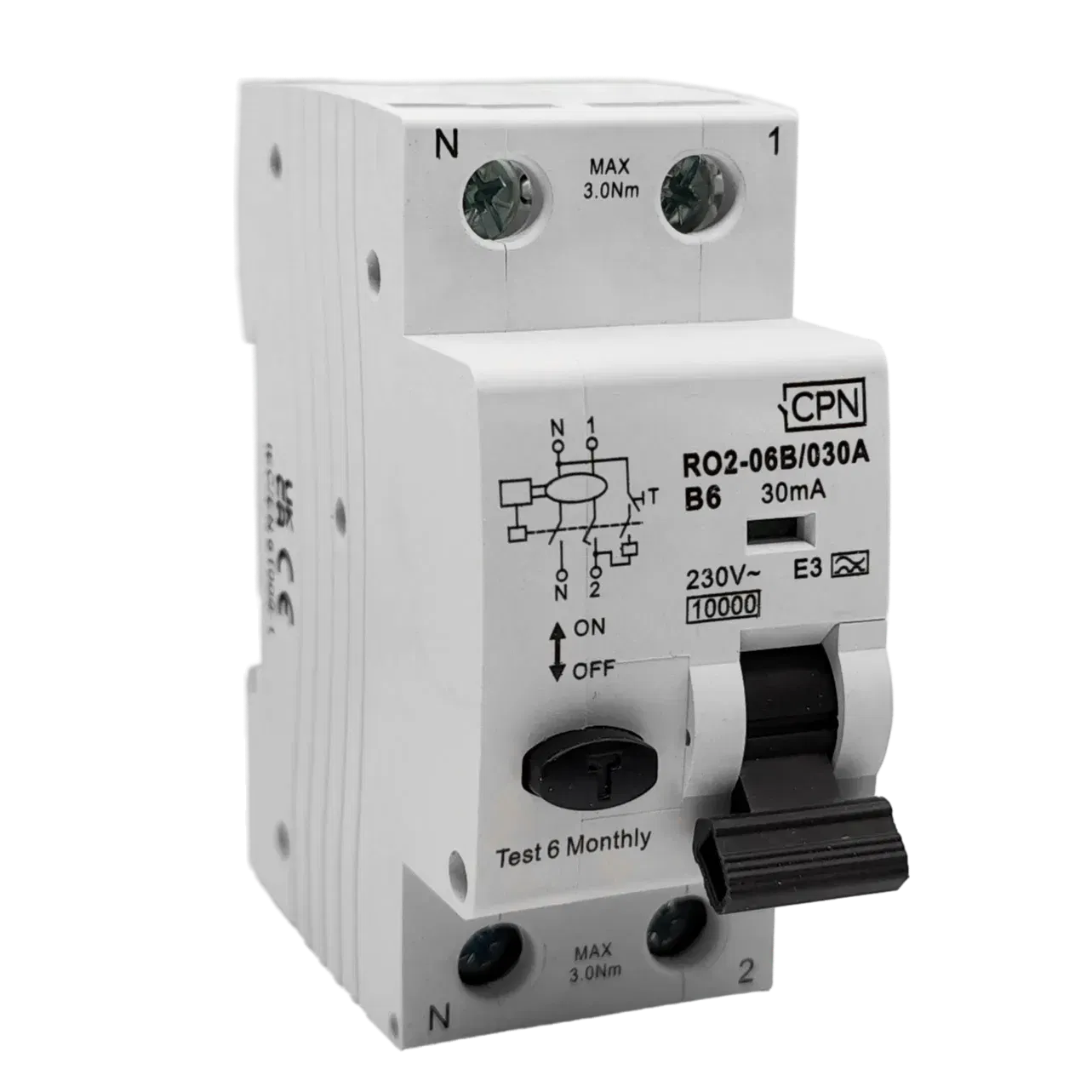 2 Pole, 6A B Curve, Type A, 30mA RCBO