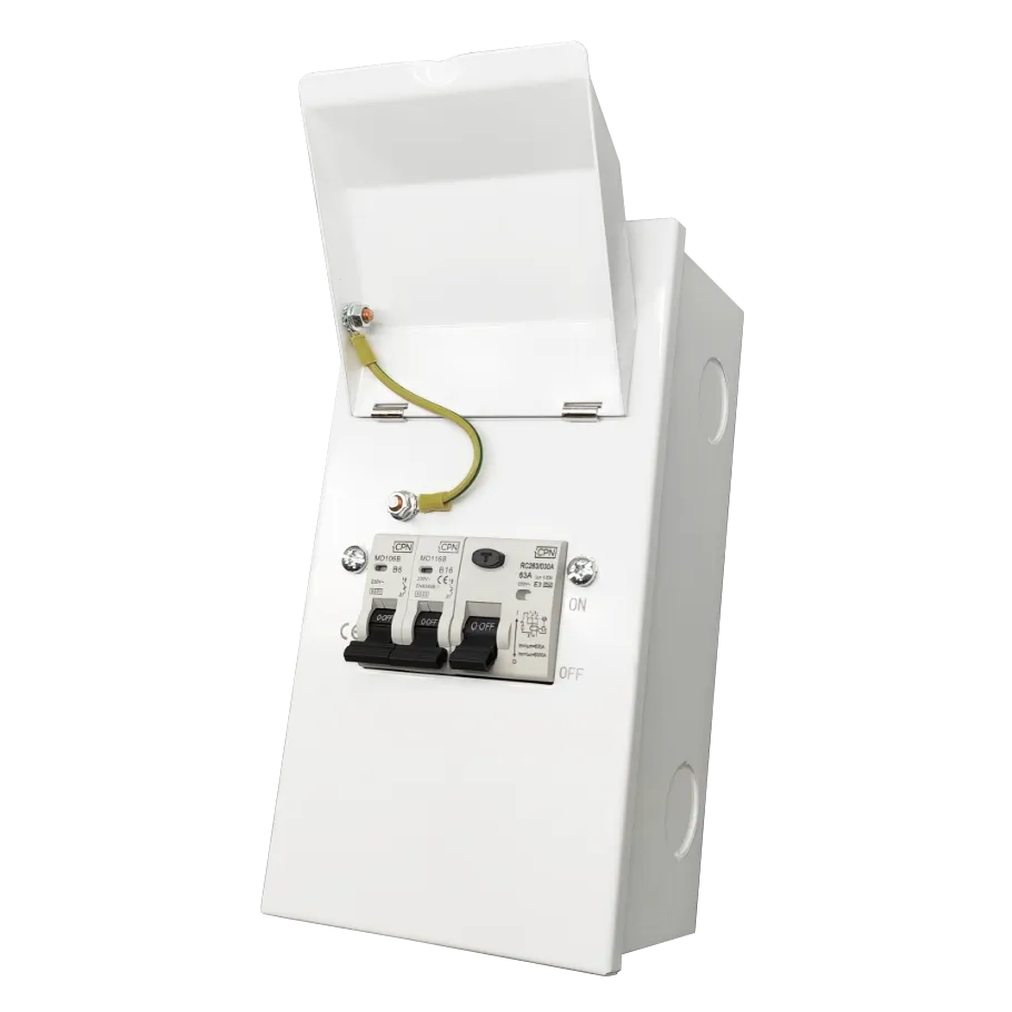 4 Way Metal Garage Unit with RCD, 6A MCB & 16A MCB