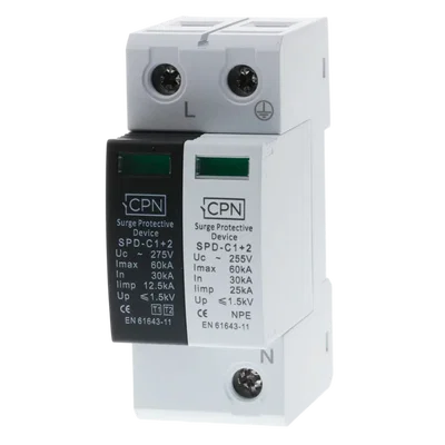 2 Module, 1 Pole & N Surge Module, Type 1 + 2 for single phase, TT earthing.