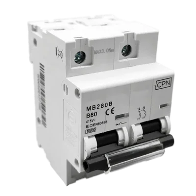 80A, Double pole, Industrial Type MCB, 10kA, B curve (3 modules wide)