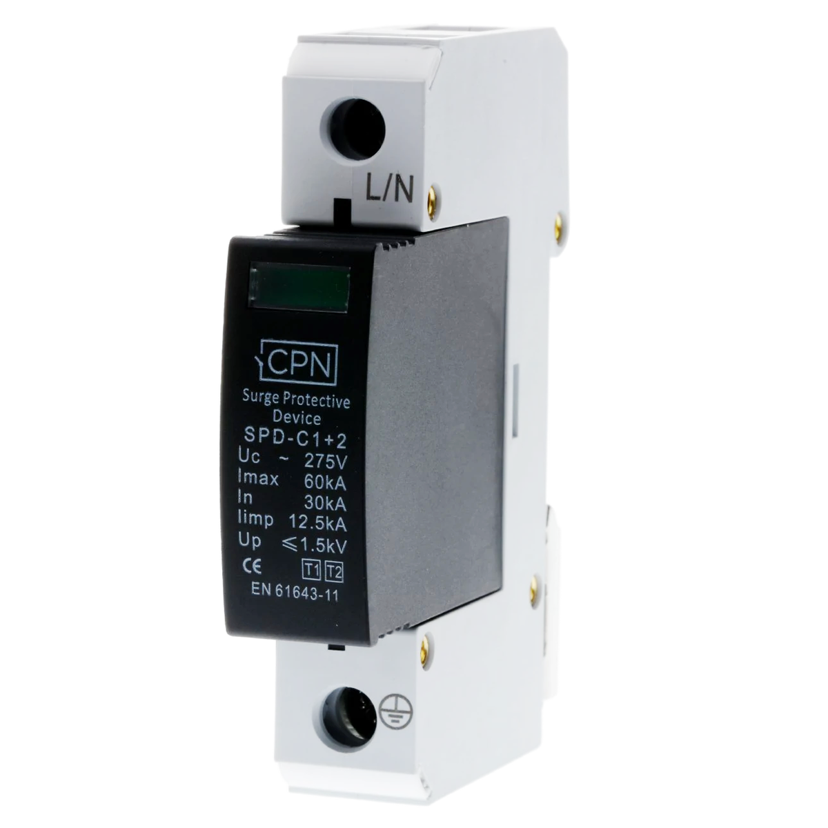1 Module, 1 Pole Type 1 + 2 for single phase, TN-C-S earthing.