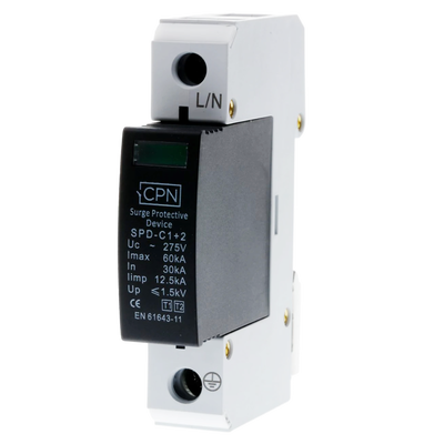 1 Module, 1 Pole Type 1 + 2 for single phase, TN-C-S earthing.