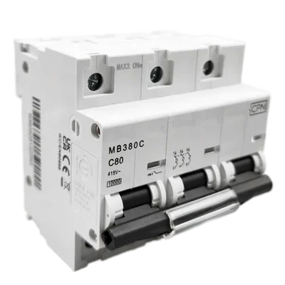 80A, Triple pole, Industrial Type MCB, 10kA, C curve (4 modules wide)