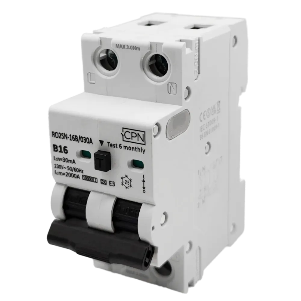 2 Pole, 16A B Curve, Type A, 30mA Electronic RCBO