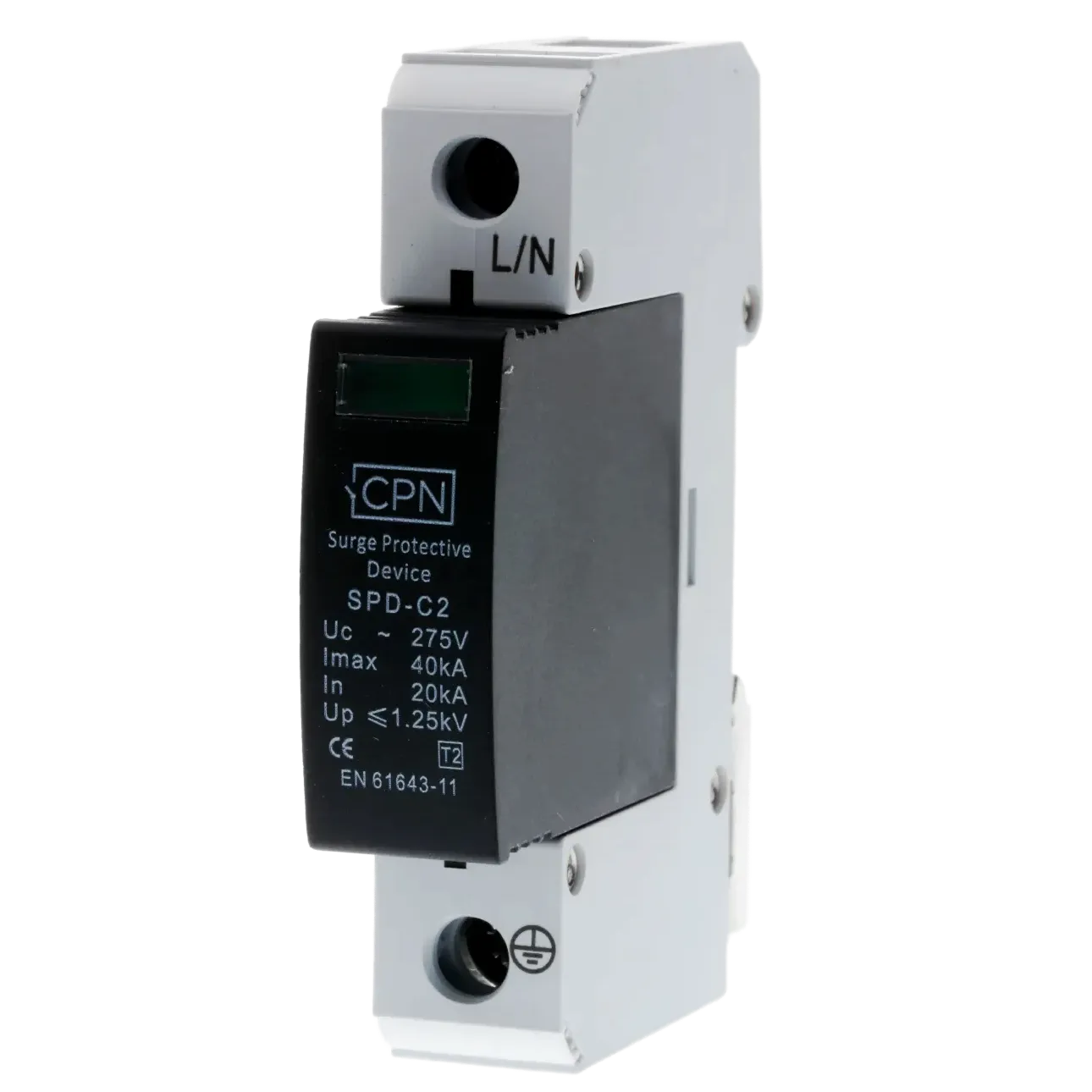 1 Module, 1 Pole Type 2 for single phase, TN-C-S earthing.
