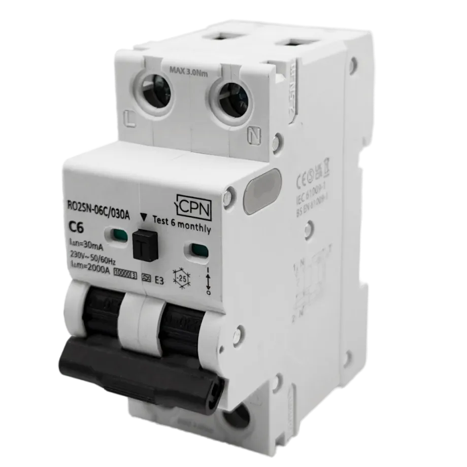 2 Pole, 6A C Curve, Type A, 30mA Electronic RCBO
