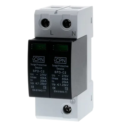 2 Module, 2 Pole Type 2 for single phase, TN-S earthing.