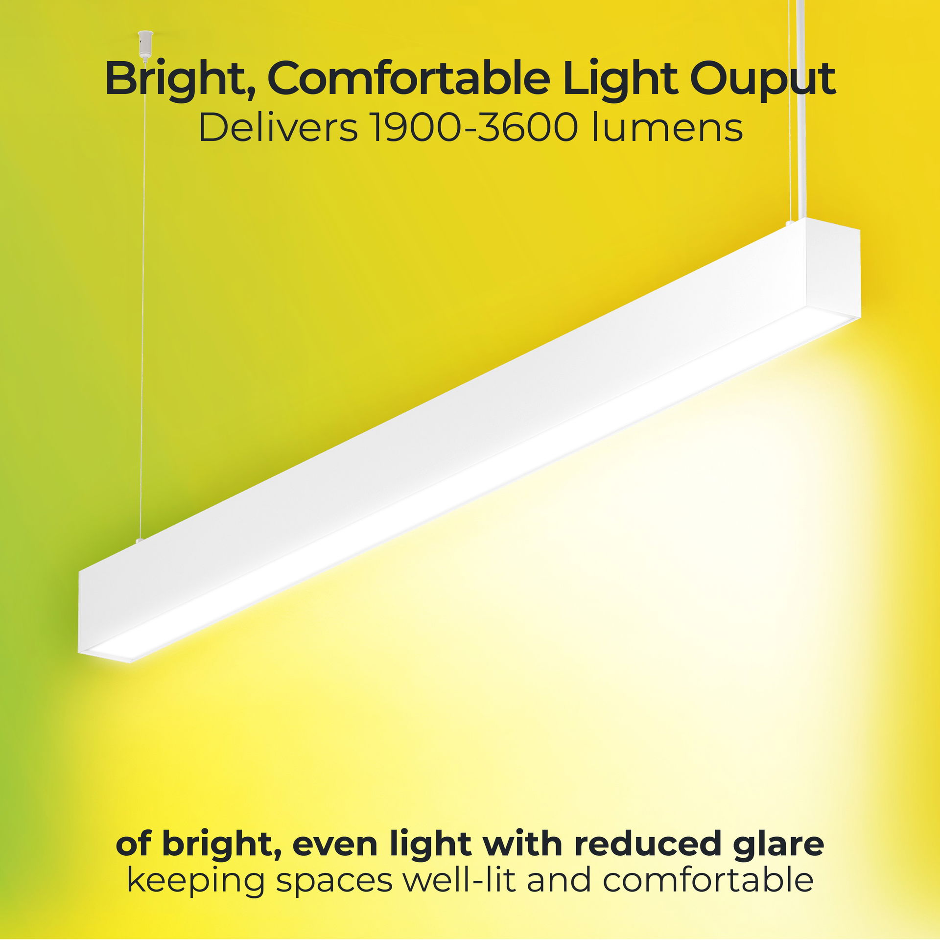Linea Suspended Linear 1200mm Power Change 3600Lm 25.5W (Selectable 1900Lm 13.5W/2400Lm 17W/3100Lm 22W) 4000K (Selectable 3000K) DALI Dimmable