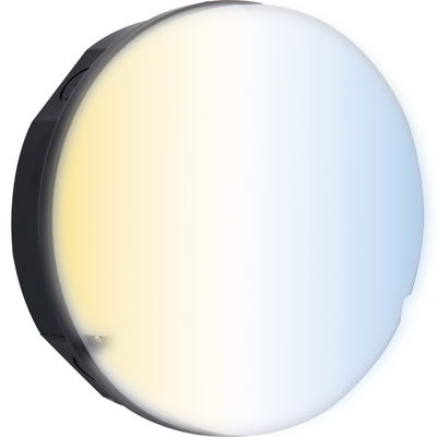 Luceco LED Bulkhead Light, Indoor & Outdoor Wall & Ceiling Lighting, Mosi Round Fixed Output Driver, 200mm, Commercial & Residential Use, 6/10/13W CCT 3/4/5/6000K IP65 IK08 Class 2, Black