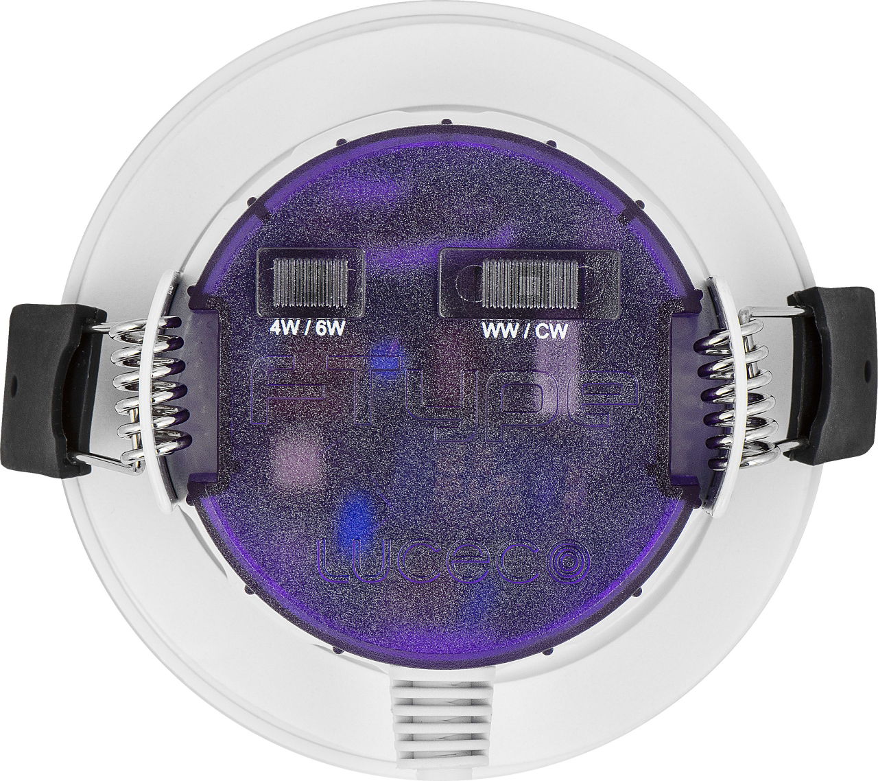 FType ultra fire rated downlight 4W/6W 690lm power change & CCT change 3000K / 4000K dim2warm dimmable IP65 white - flat