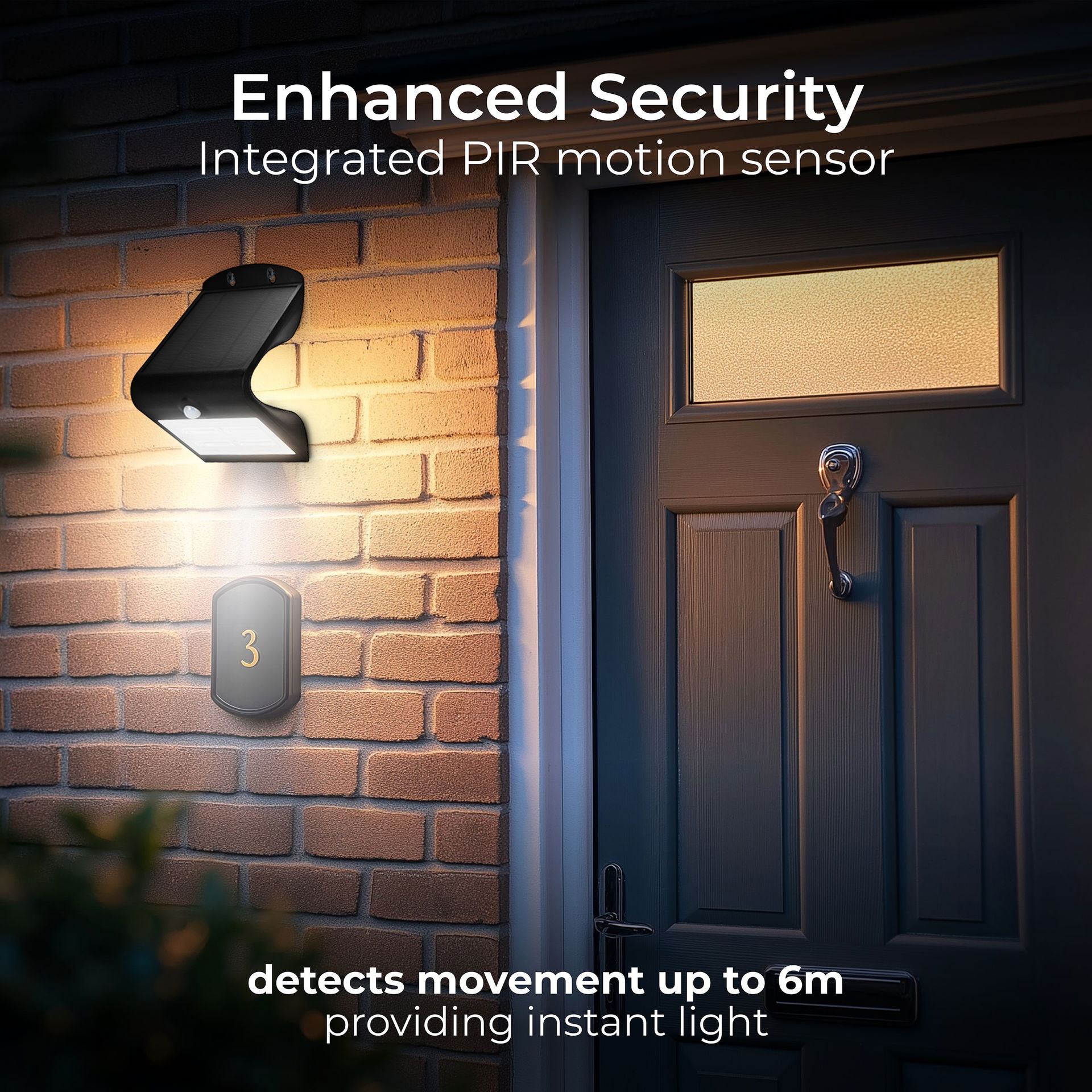 Luceco Solar Wall Light & PIR 3.2W Black
