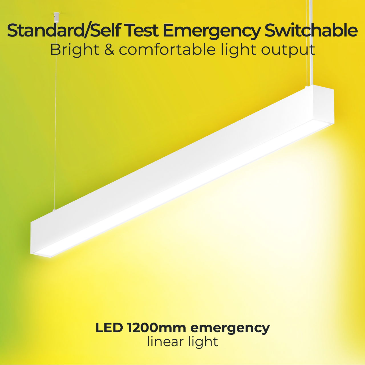 Linea Suspended Linear 1200mm Power Change 3600Lm 25.5W (Selectable 1900Lm 13.5W/2400Lm 17W/3100Lm 22W) 4000K (Selectable 3000K) DALI Dimmable Emergency (Self Test Switchable)
