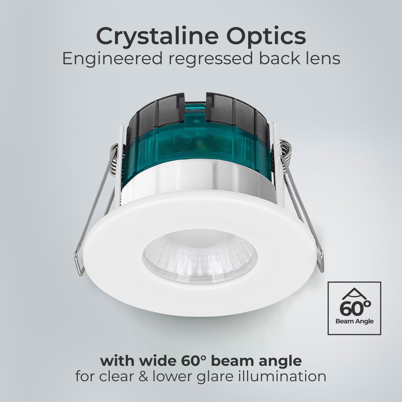 FType Essence Fire Rated Downlight 5W 515lm 3000K Dimmable IP65 White bezel -  Flat