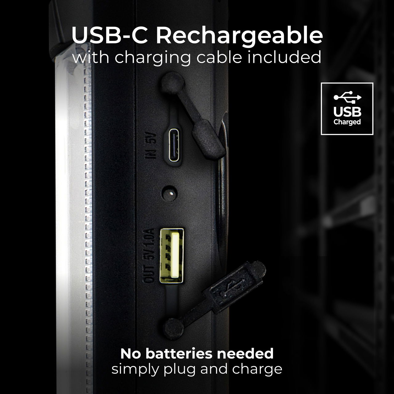 Luceco tilting inspection torch with powerbank 5v 5w 450lm 6500k - USB charged