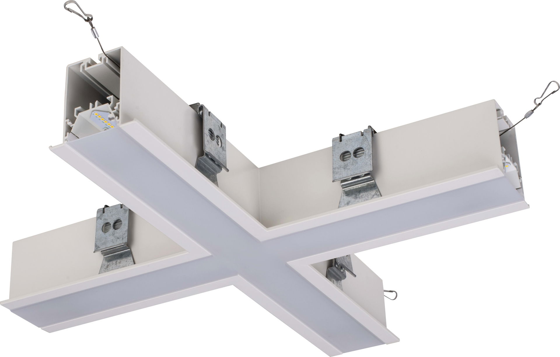 Contour 568mm recessed X connector module 2400lumens with fixed output driver finished in white