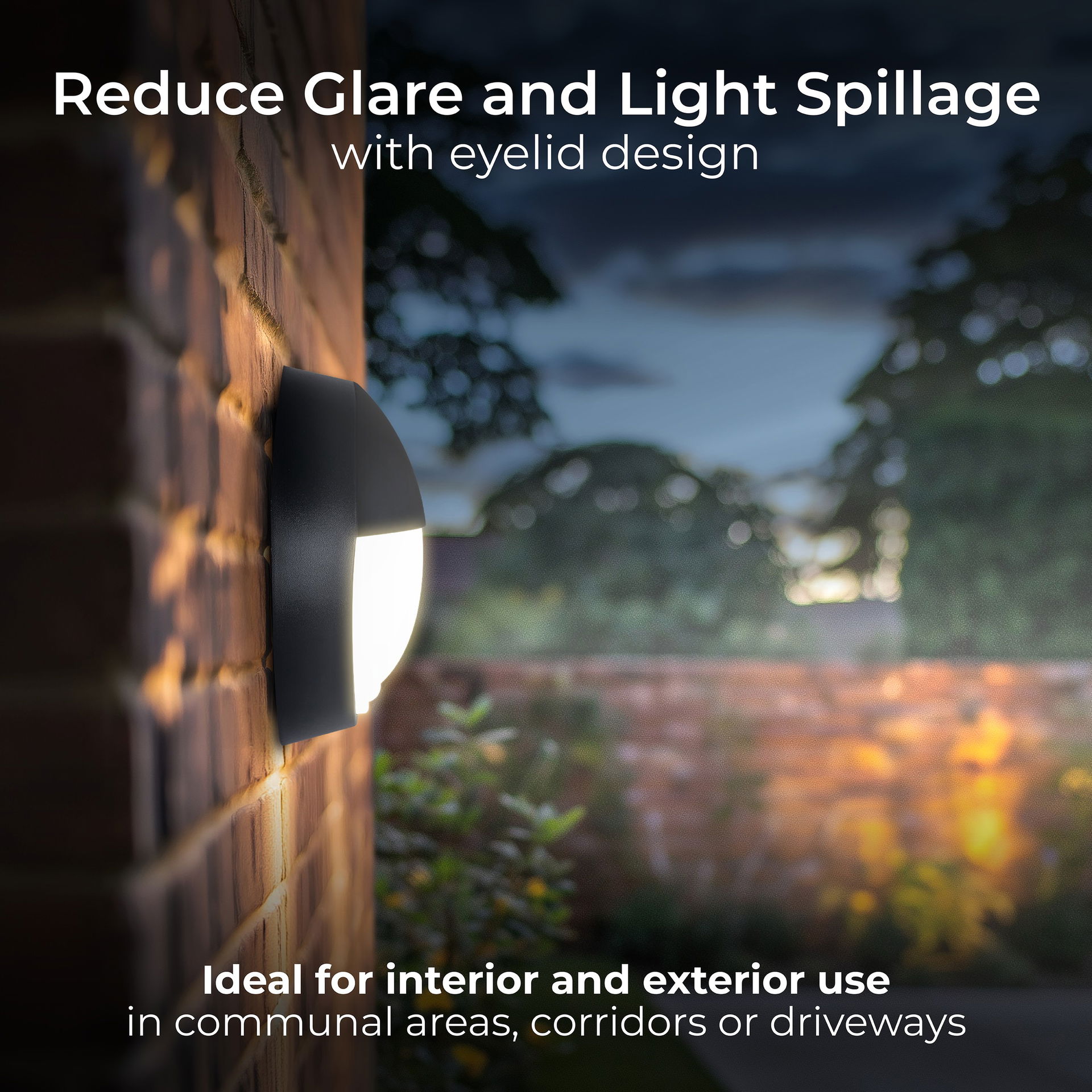 Exterior residential bulkhead eyelid 400lumens with white or black bezel + PIR