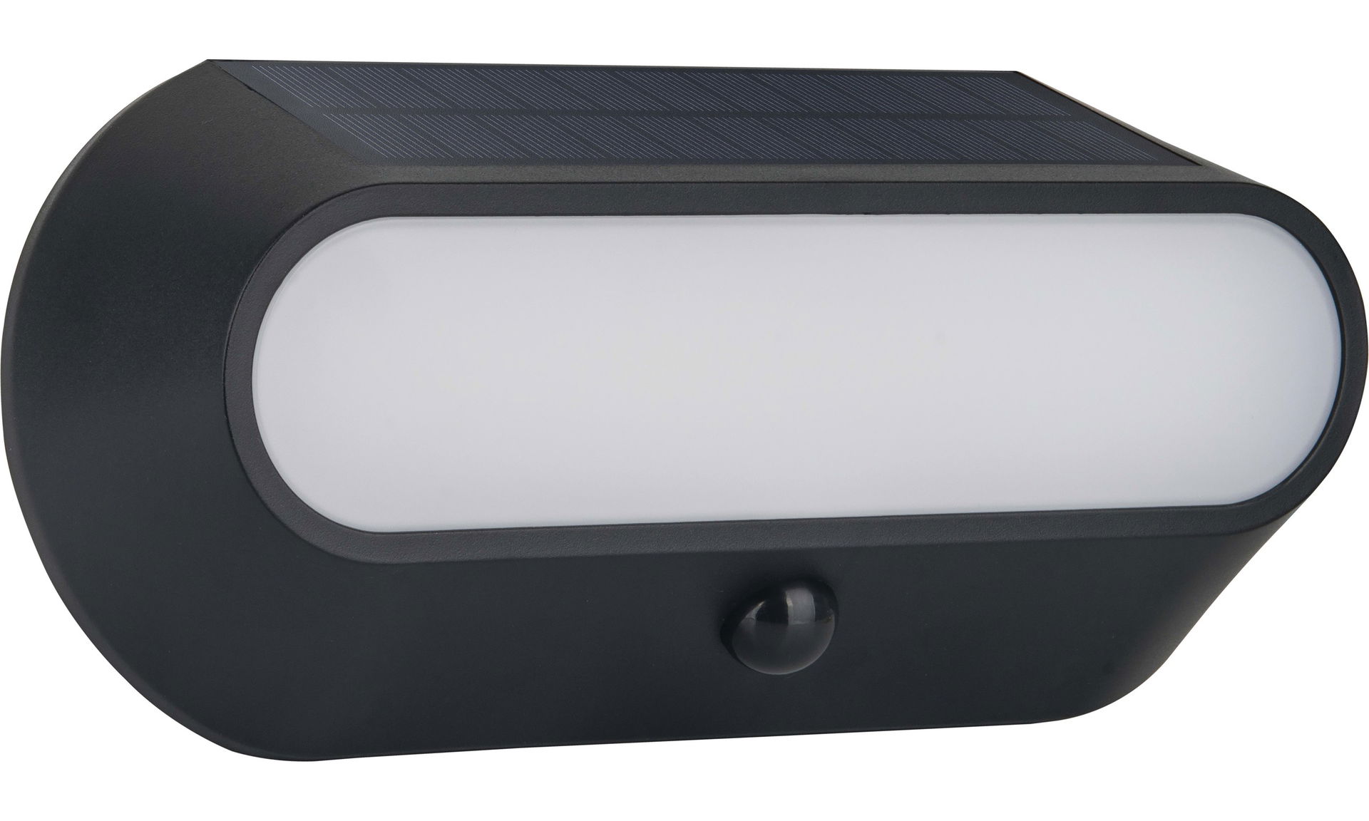 Luceco Carina Decorative Oval Outdoor Solar Bulkhead Wall Light with PIR Motion Sensor, LED Exterior Lighting, Black, IP54, 5W, 470lm, 4000K