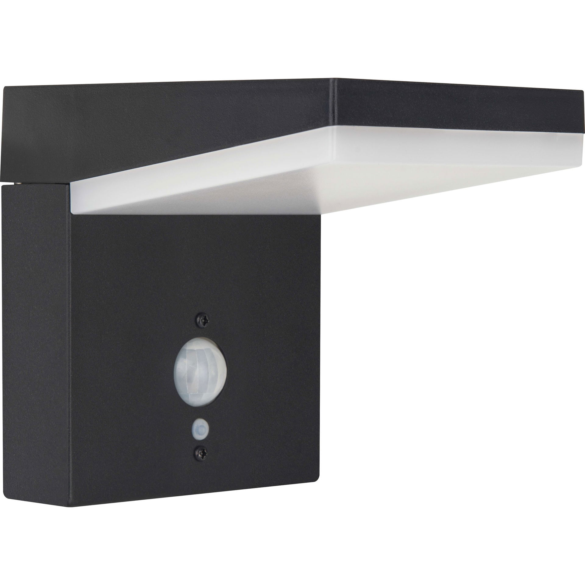 Luceco Aries Decorative Outdoor Solar Wall Light with PIR Motion Sensor, LED Exterior Lighting, Slate Grey, IP44, 5W, 600lm, 3000K