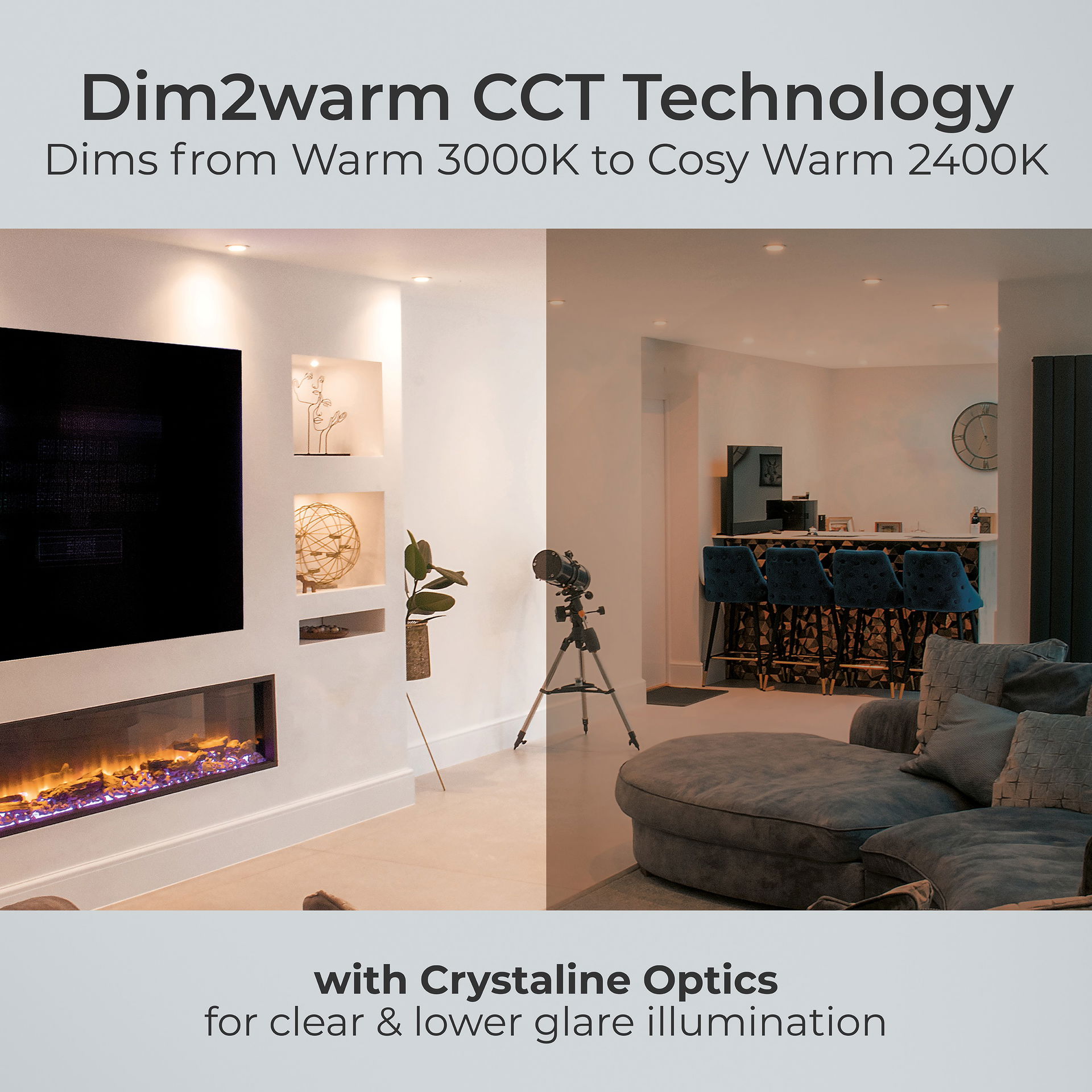 FType Elite Fire Rated Downlight 4W/6W 690lm Power Change & CCT Change 3000K / 4000K Dim2Warm Dimmable IP65 White - Flat