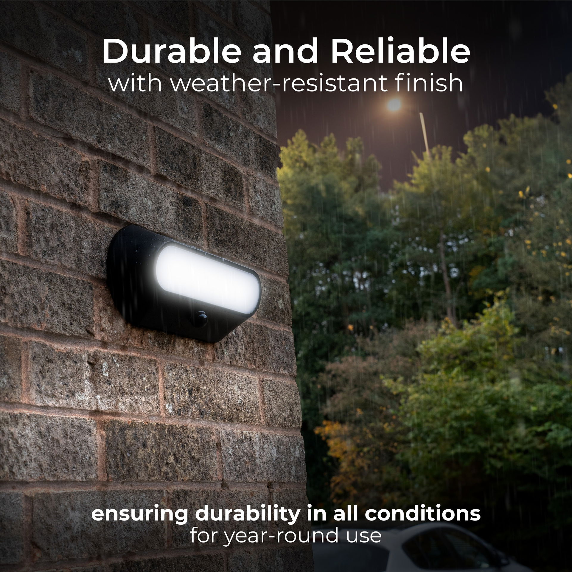 Luceco Carina Decorative Oval Outdoor Solar Bulkhead Wall Light with PIR Motion Sensor, LED Exterior Lighting, Black, IP54, 5W, 470lm, 4000K