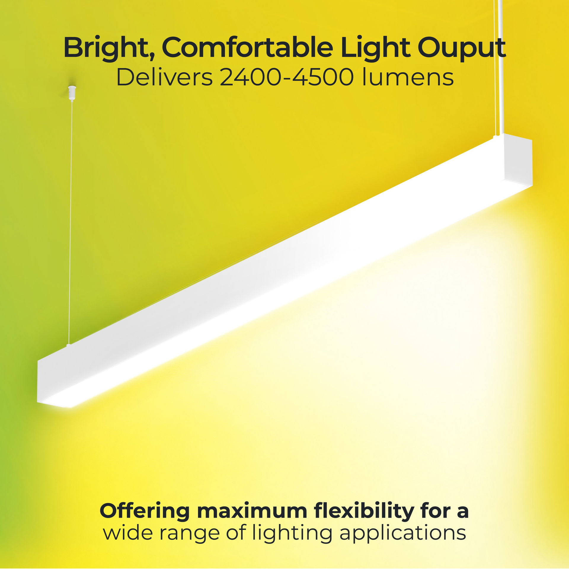 Linea Suspended Linear 1500mm Power Change 4500Lm 32W (Selectable 2400Lm 17W/3000Lm 21.5W/3600Lm 25.5W) 4000K (Selectable 3000K) DALI Dimmable
