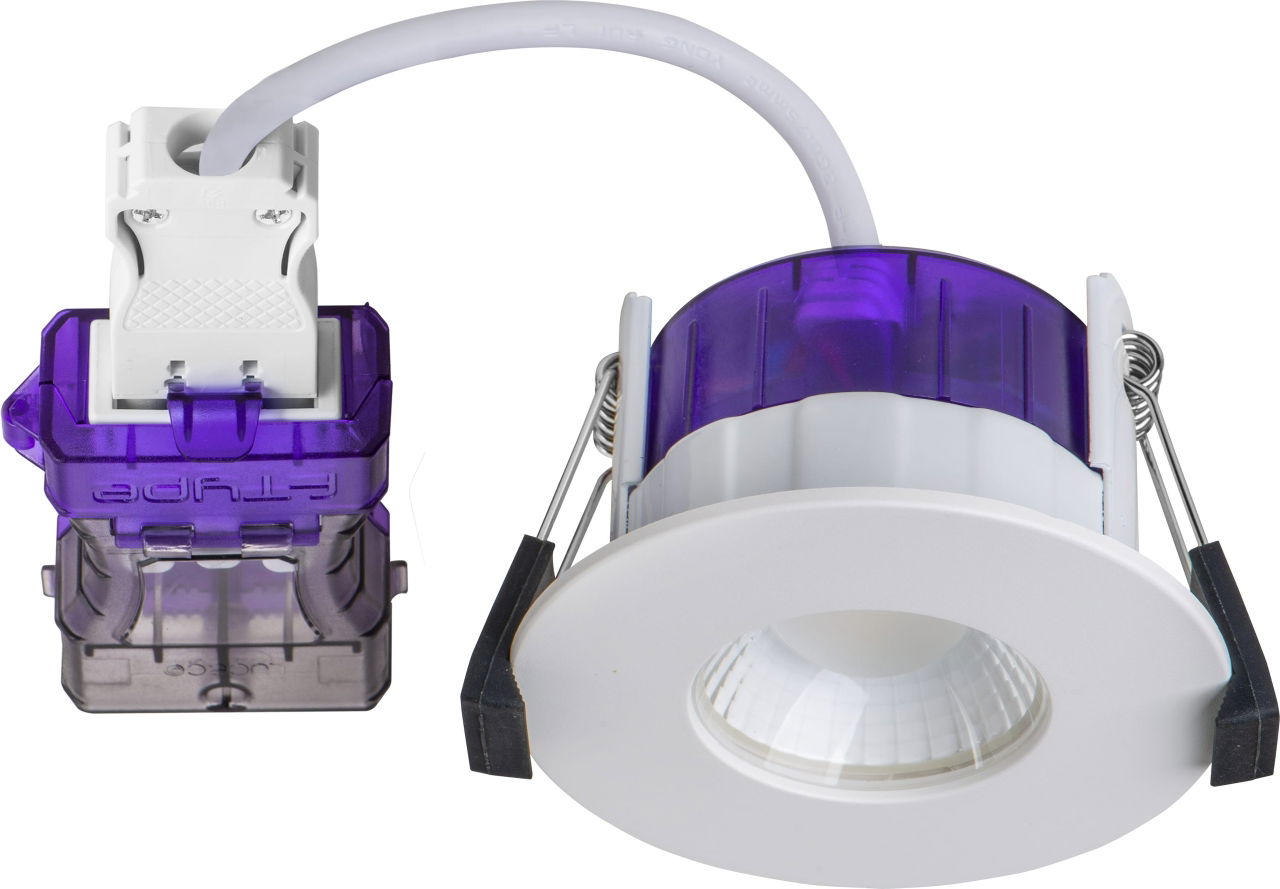 FType ultra fire rated downlight 4W/6W 690lm power change & CCT change 3000K / 4000K dim2warm dimmable IP65 white - flat