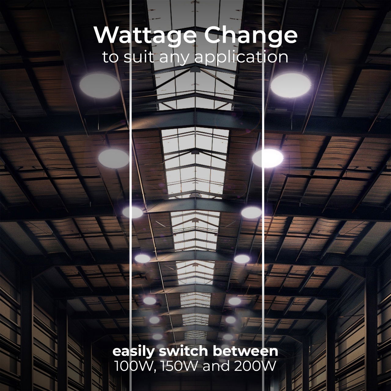 Luceco Titan All-in-One High Bay Luminaire, Power & Colour Change (CCT), Beam Change via Optic Lens, IP65, 100/150/200W, 175000/25000/32000lm, 4000/5000/6500K, with Zhaga Socket