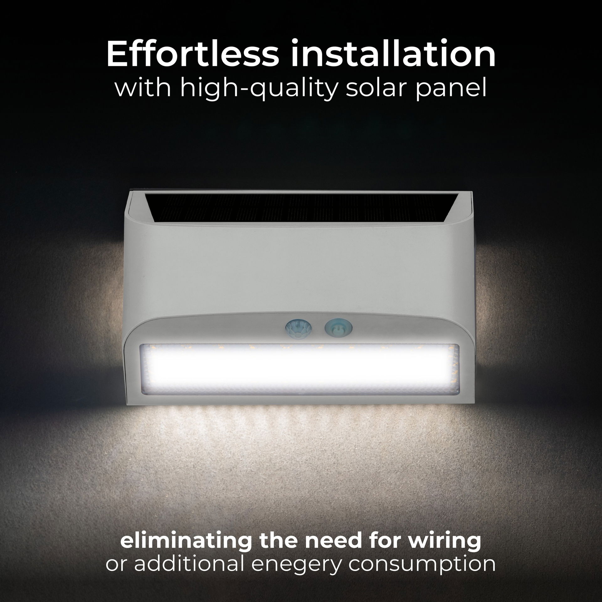 Luceco Prysm Decorative Outdoor Solar Wall Light with PIR Motion Sensor and USB Charging Port, LED Exterior Lighting, White, IP54, 6W, 600lm, 4000K